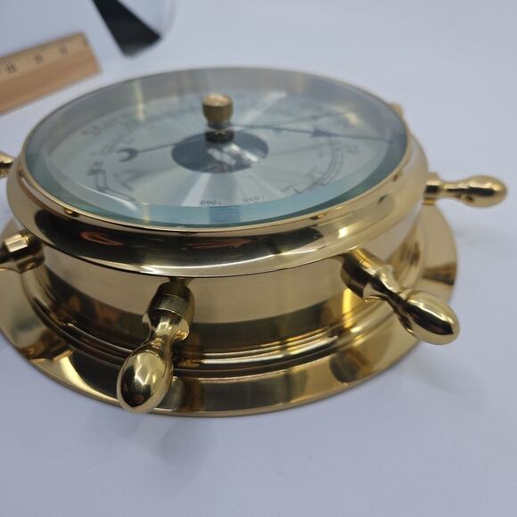 Bey Berk Brass SB402 Boat Ship Wheel Barometer Porthole Glass Nautical 9" Decor - Picture 14 of 16